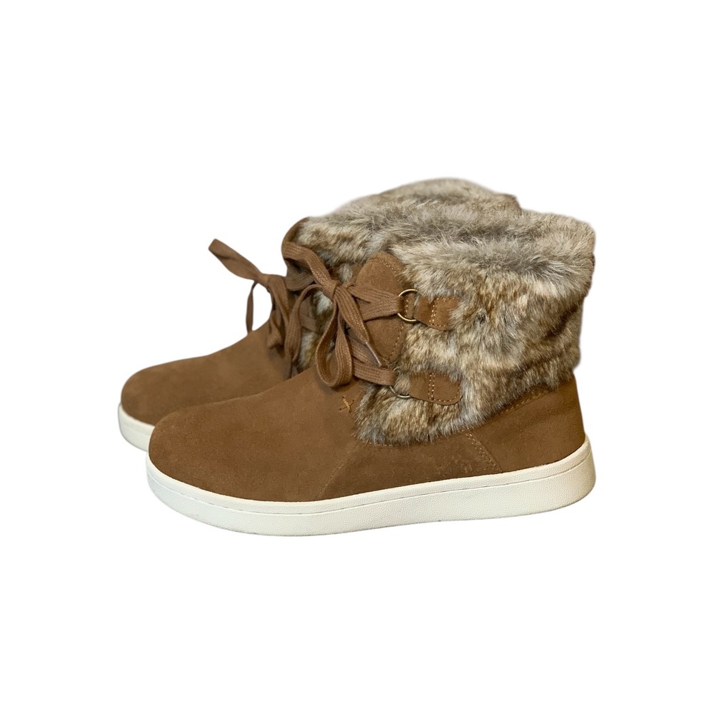 Bearpaw Womens Brown Faux Suede Faux Fur Ankle Boots Sneakers Size 8